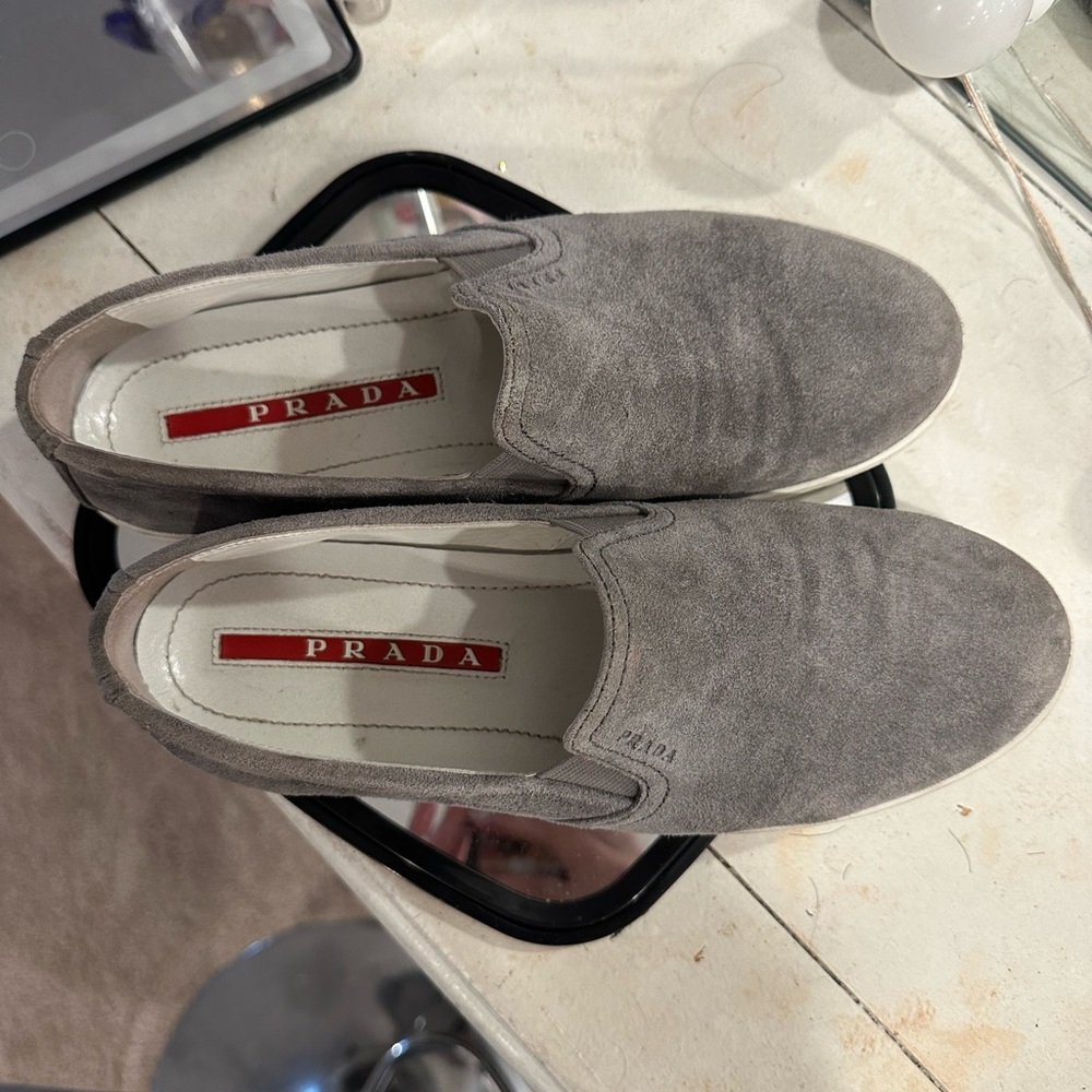 Suede grey Prada shoes